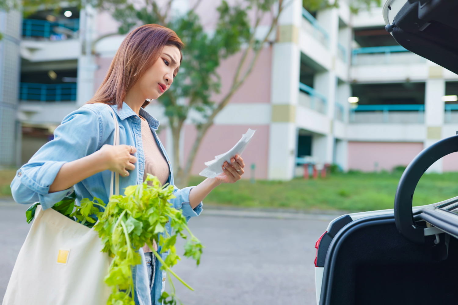 mujer mirando la cuenta