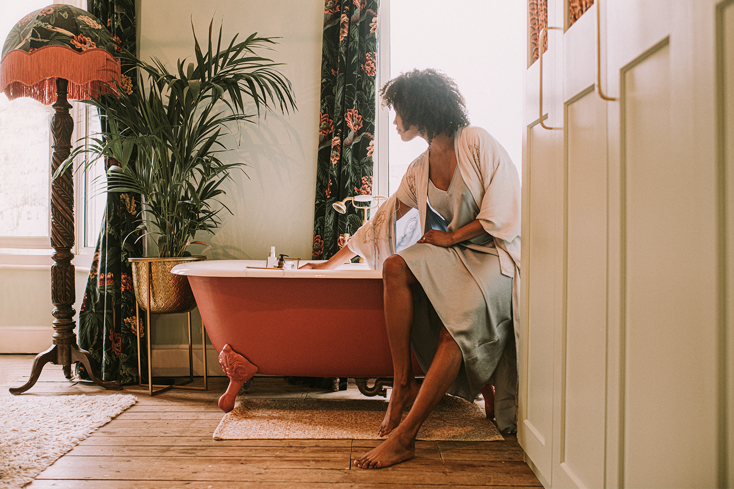 Woman bath self care