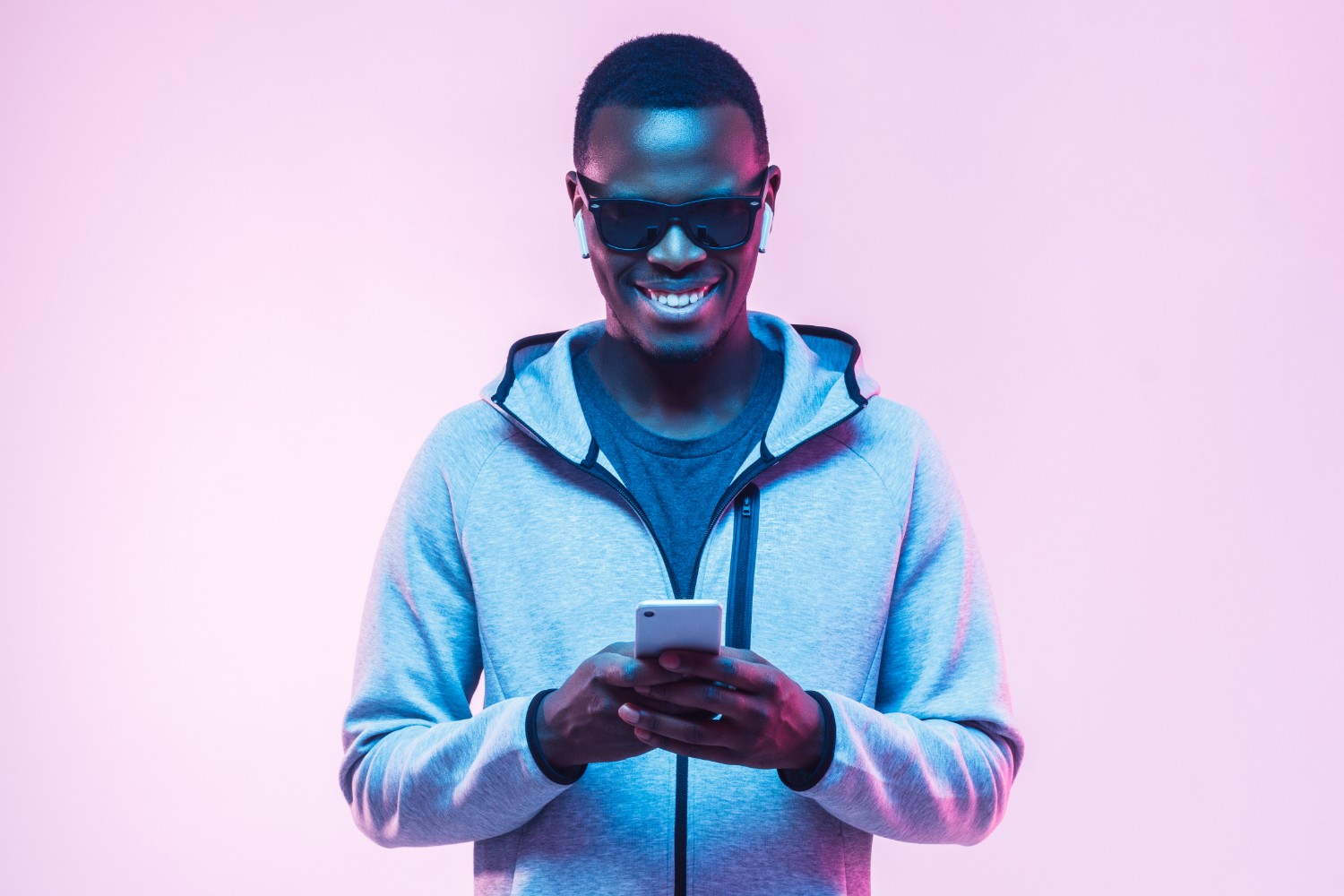 Man using smartphone