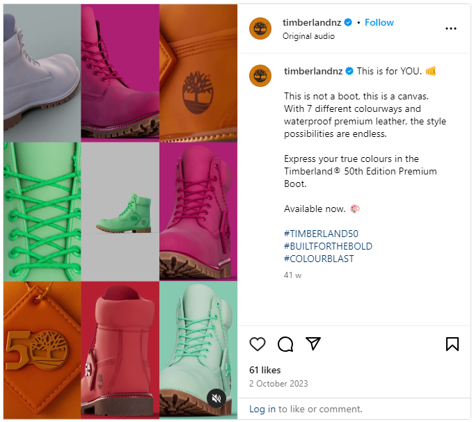 Timberland instagram advert