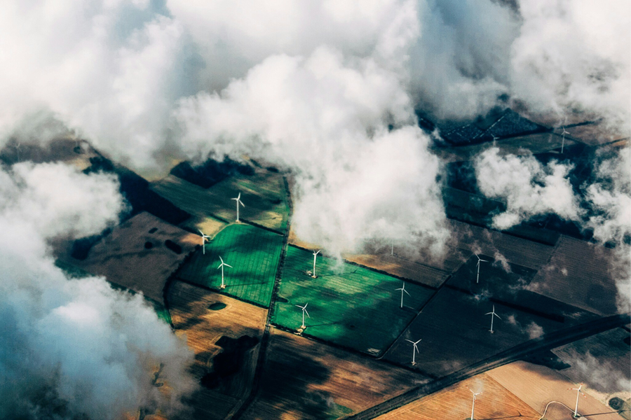 A field of wind turbines