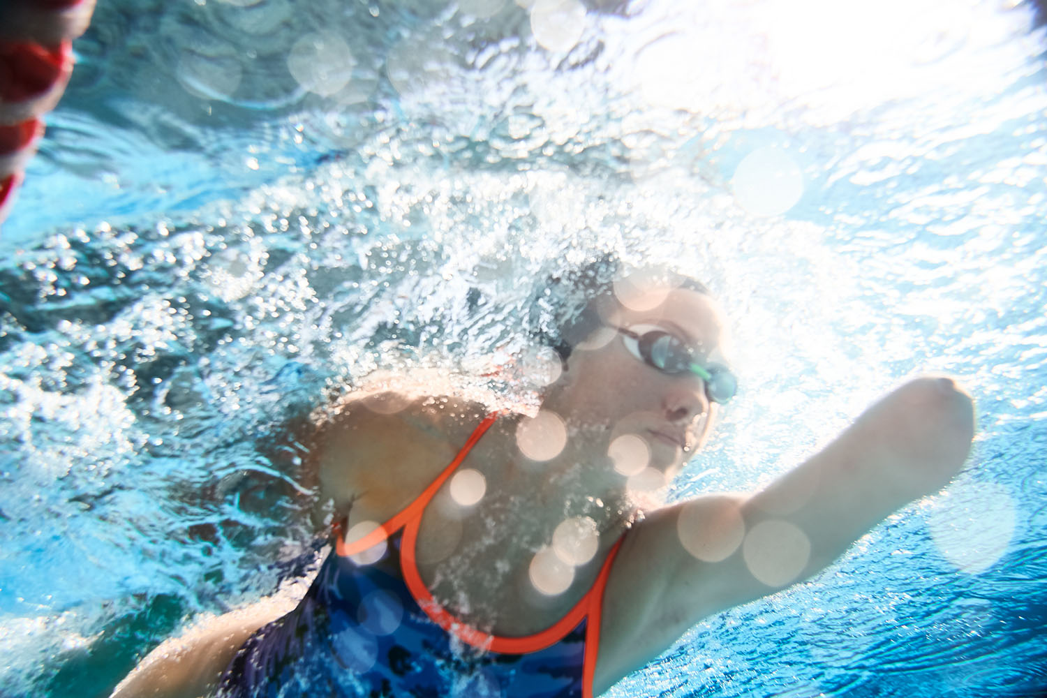 Adaptive Athlete training in the swimming pool.