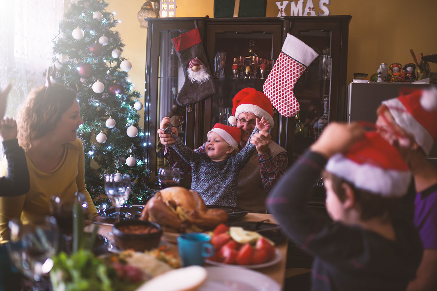 Family enjoying Christmas together 