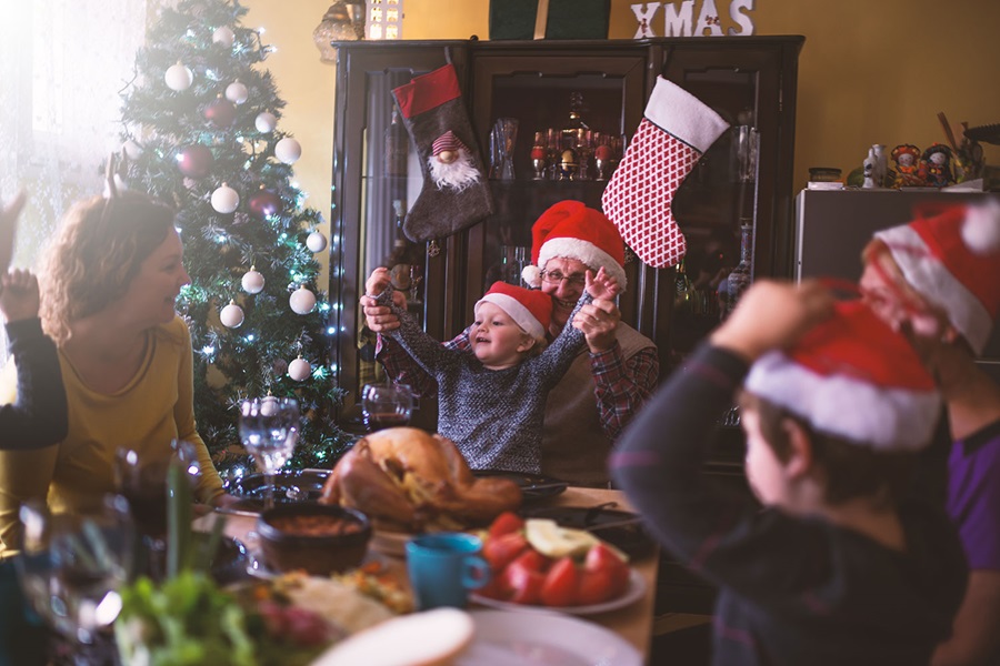 Family enjoying Christmas together