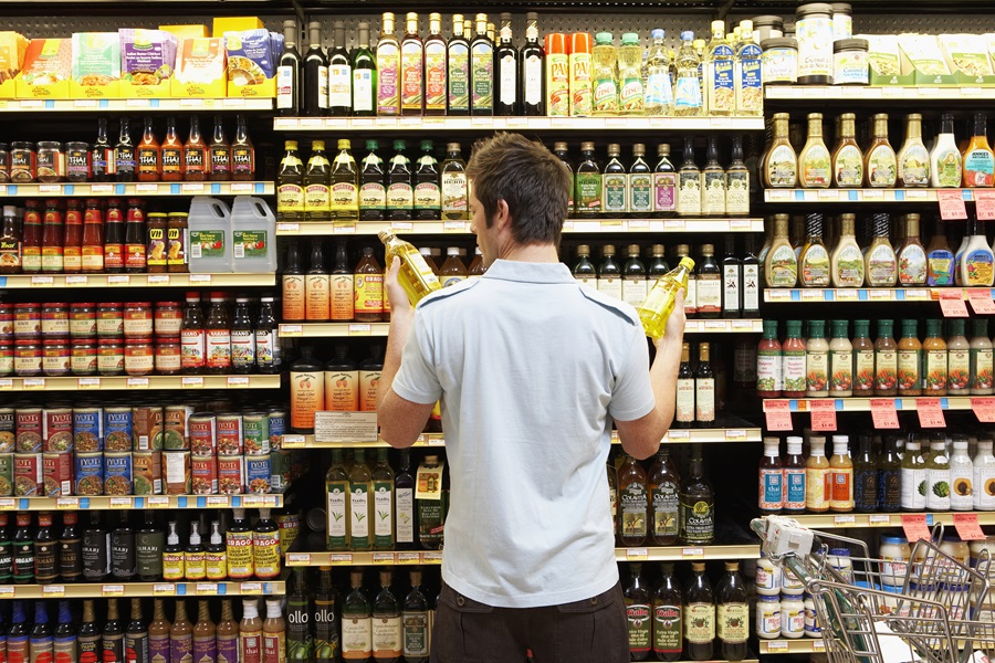 Man shopping in supermarket